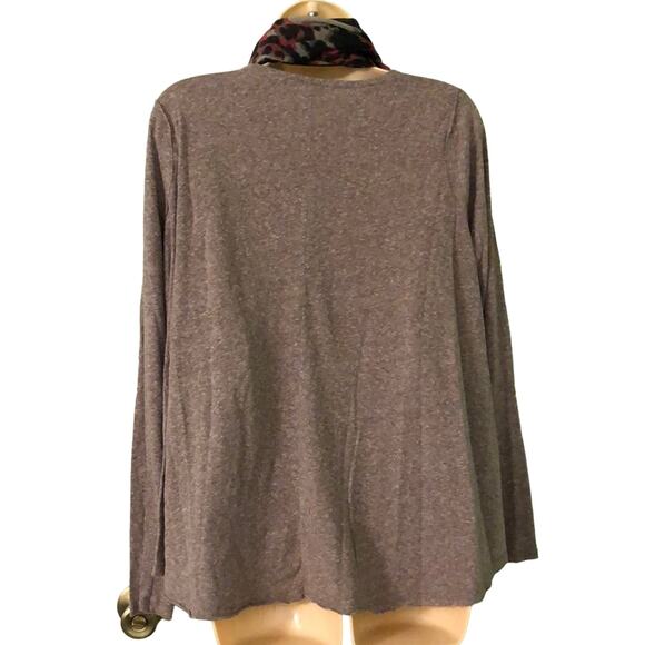 W118 Walter Baker Brown heather loose fitting Knit top Size Medium print scarf - Picture 3 of 8